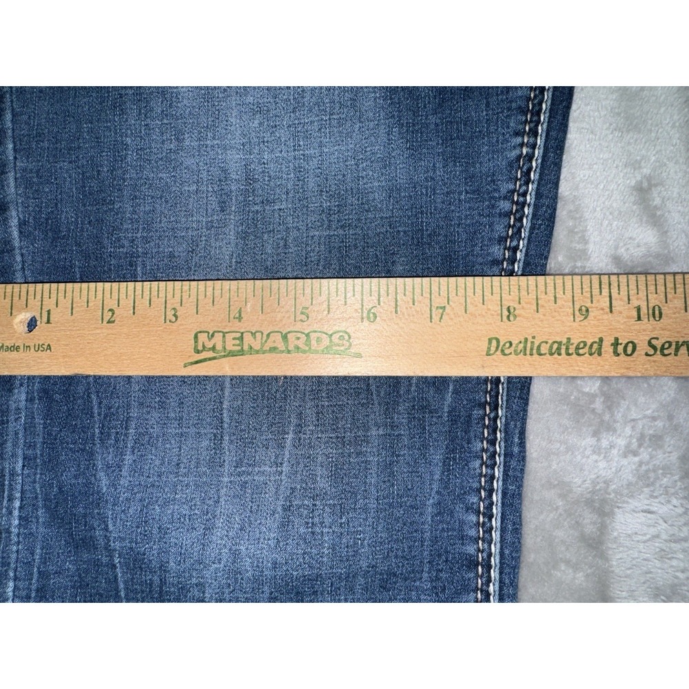 Rhythm‎ In Blues Cutoff Capri Jeans Sz 10 Mid Rise Stretch Med Wash Thick Stitch - Picture 8 of 16